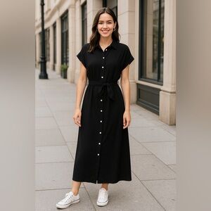 Umgee USA Black Button-Front Maxi Dress – Size Small